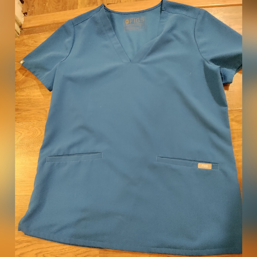 FIGS Top Women's Small Blue Technical Collection Casma Scrubs Poly Rayon